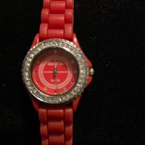 Geneva CZ Crystals Red Watch